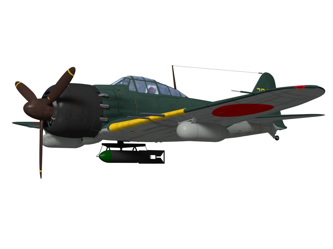 A6M7 Zero fighter Type 62 3D model_2