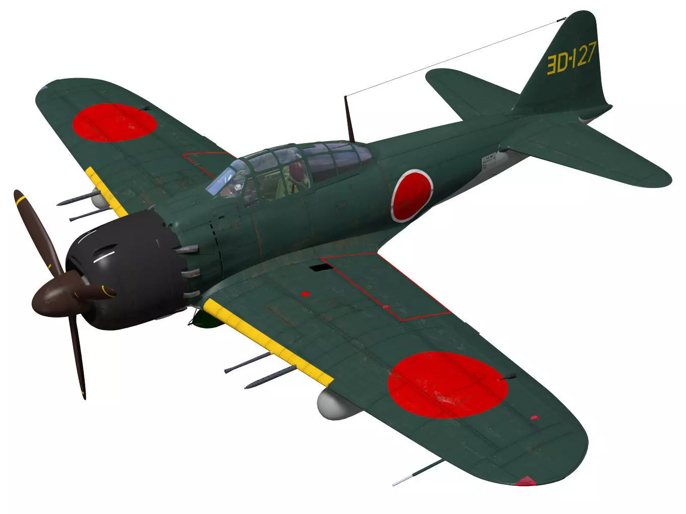 A6M7 Zero fighter Type 62 3D model_0