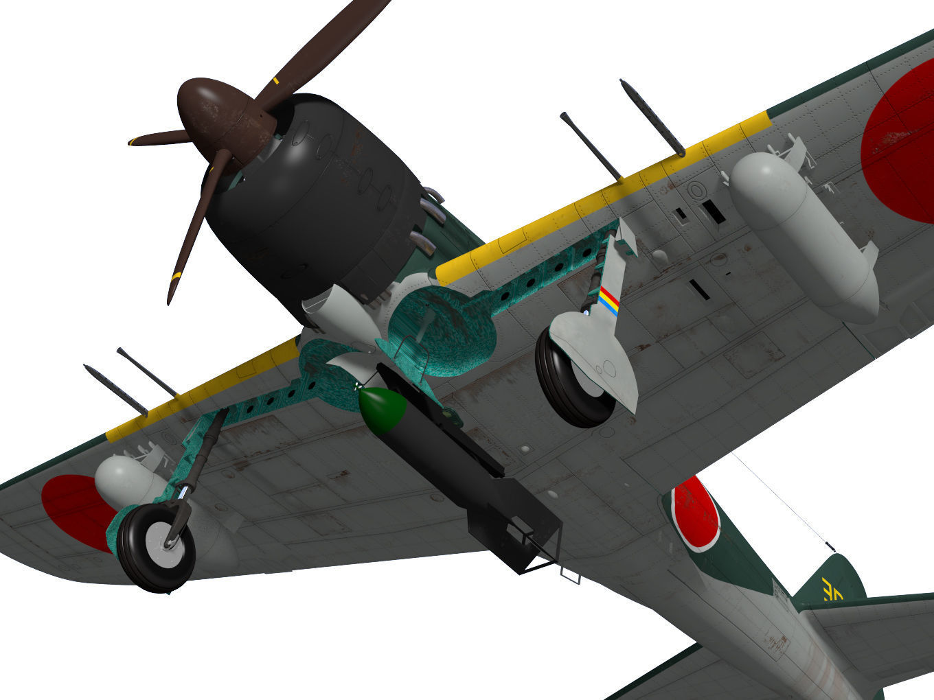 A6M7 Zero fighter Type 62 3D model_8