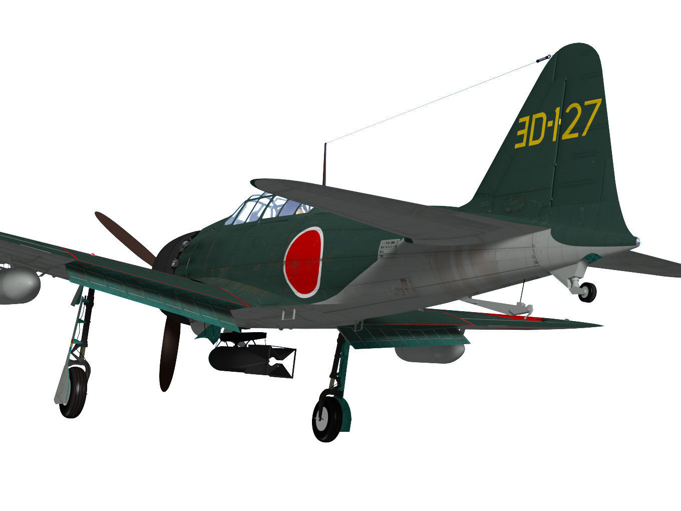 A6M7 Zero fighter Type 62 3D model_9
