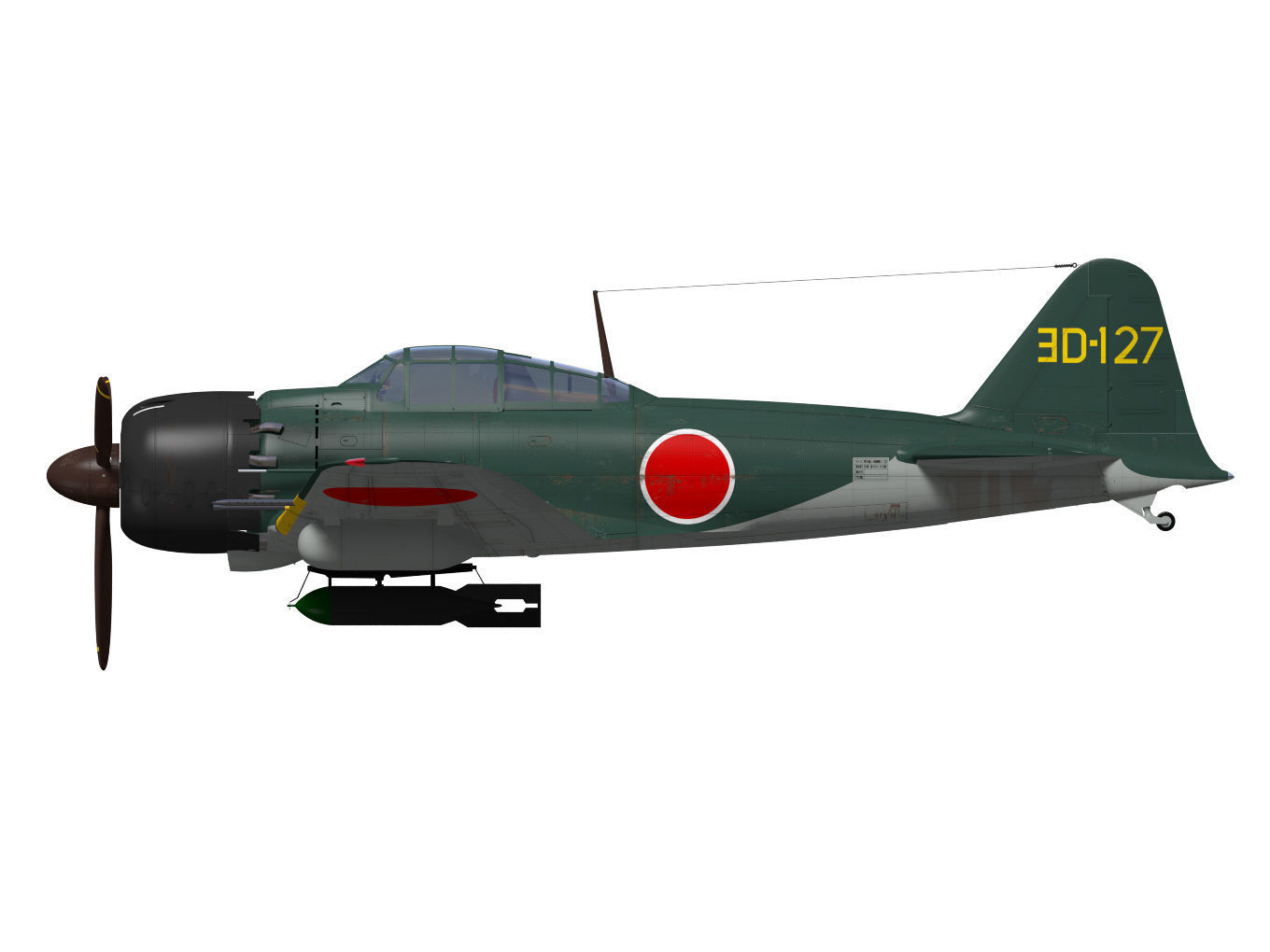 A6M7 Zero fighter Type 62 3D model_16