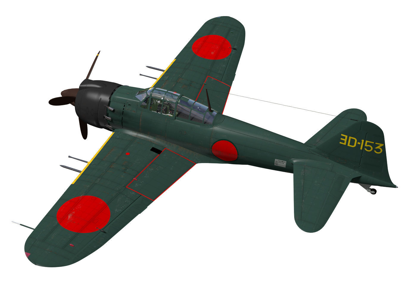 A6M8 Zero fighter Type 54 3D model_1