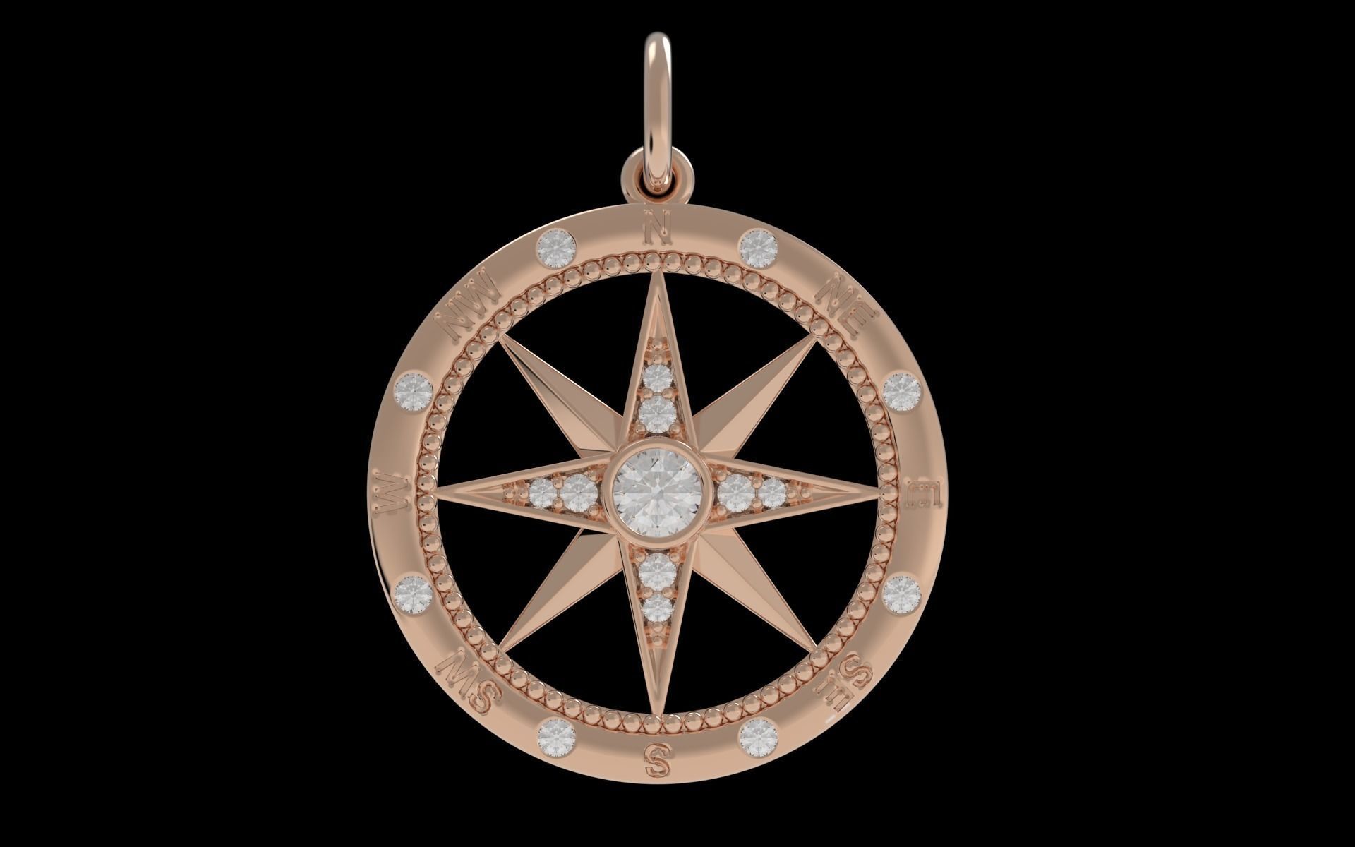 Compass Pendant 3D print model_5