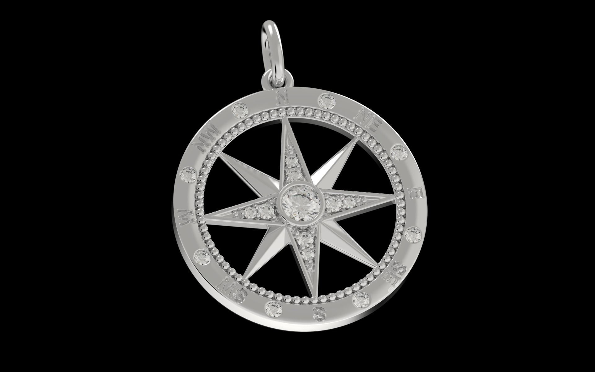 Compass Pendant 3D print model_9