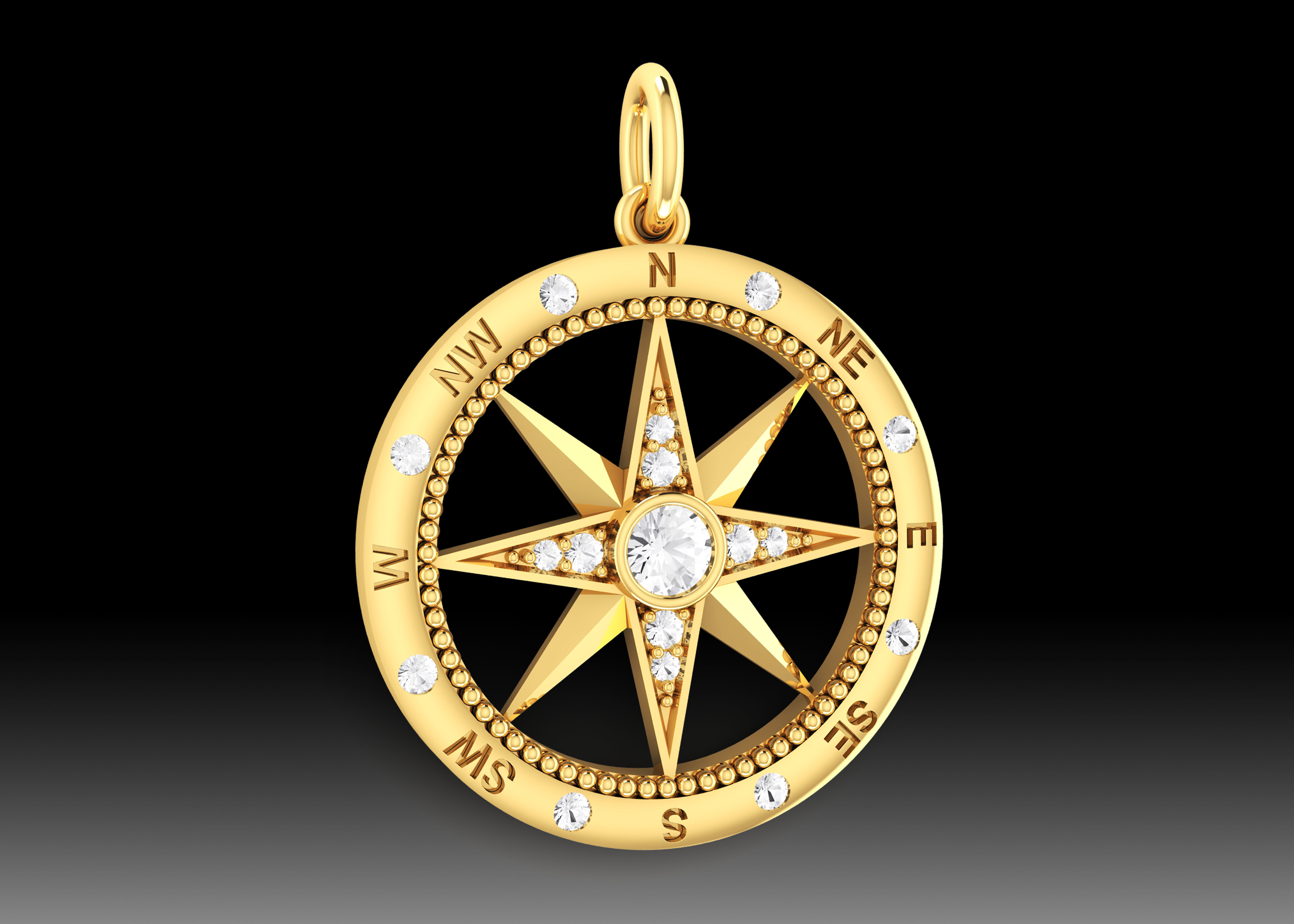 Compass Pendant 3D print model_3