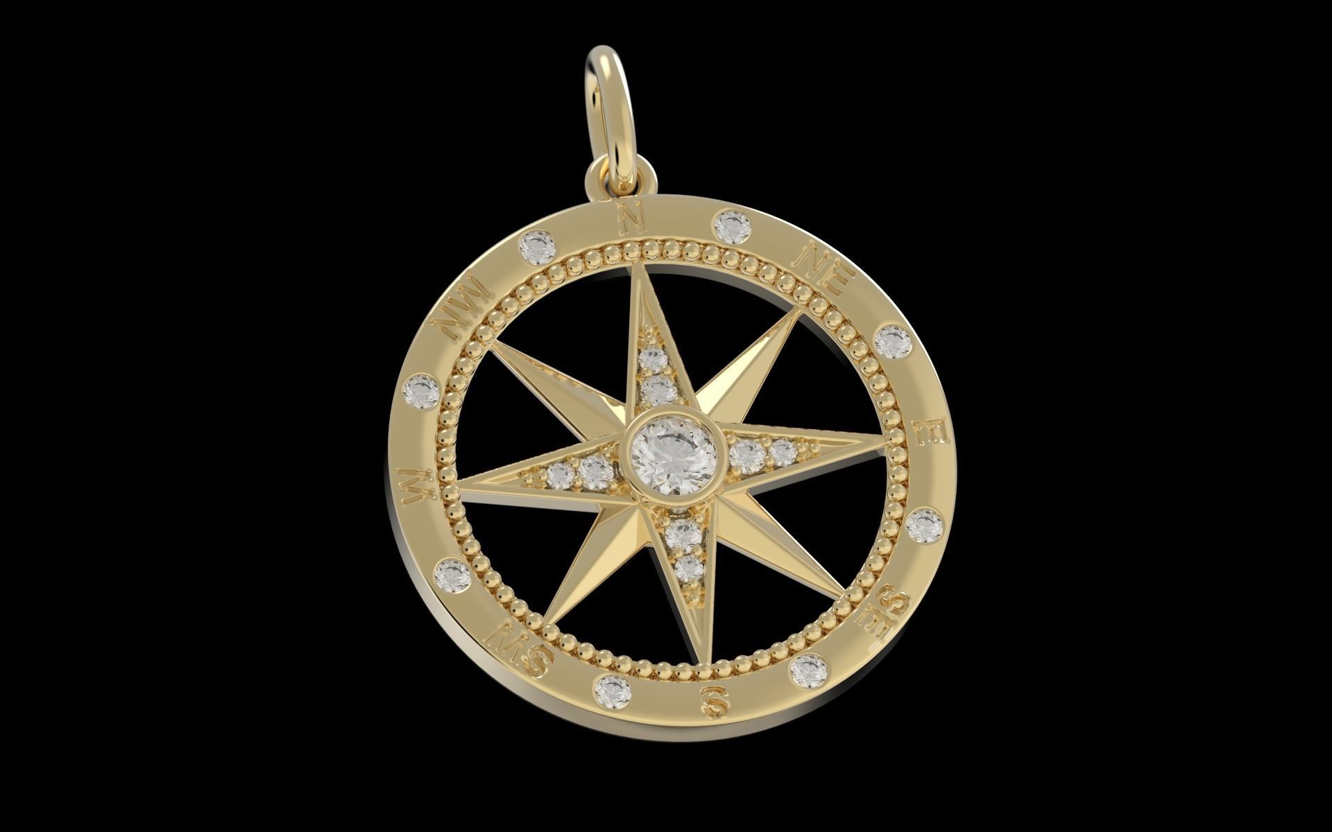Compass Pendant 3D print model_2