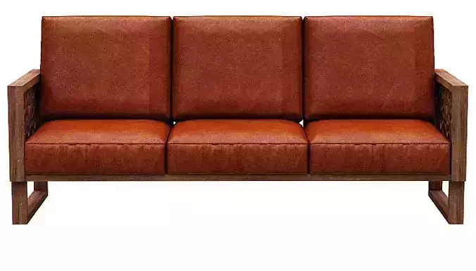 Sofa 3 seater with wooden frames and cushion