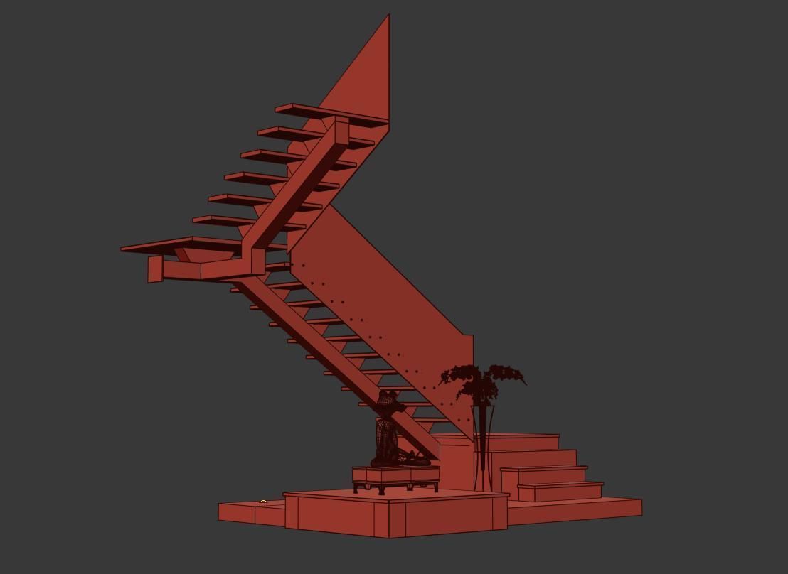 Azhome Studio Steel Staircase 3dmodeling 3D model_4