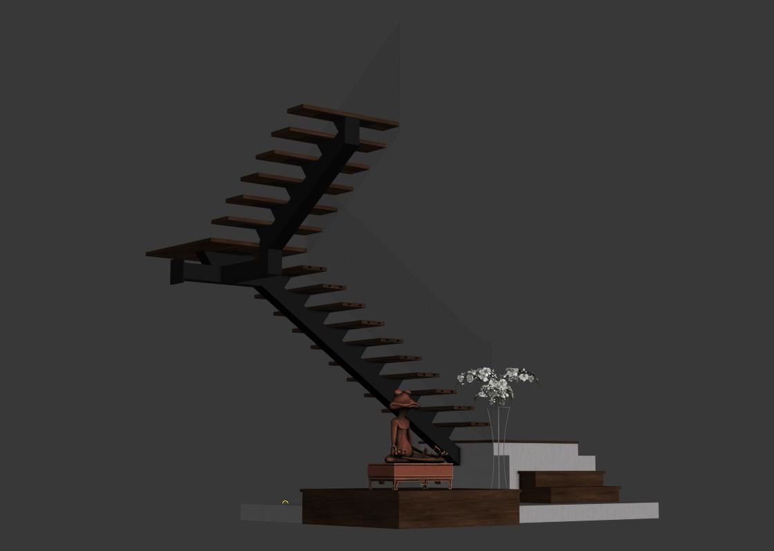 Azhome Studio Steel Staircase 3dmodeling 3D model_5