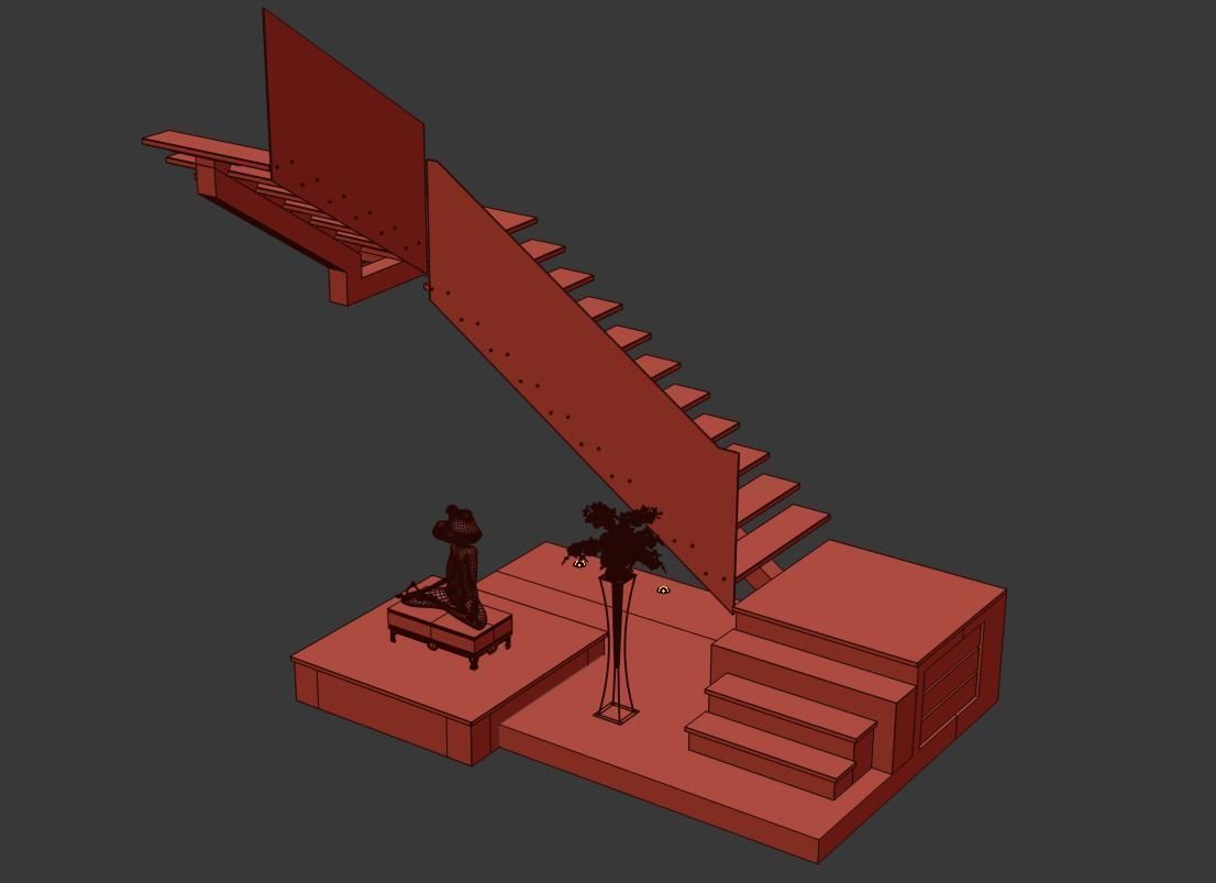 Azhome Studio Steel Staircase 3dmodeling 3D model_3