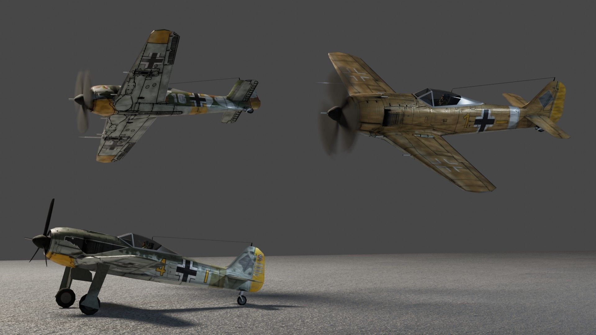 Focke-Wulf FW-190 Shrike Low-poly 3D model_3