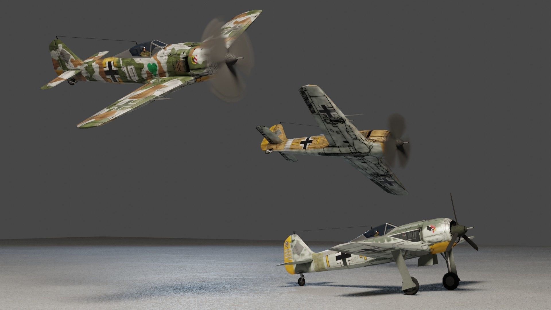 Focke-Wulf FW-190 Shrike Low-poly 3D model_4