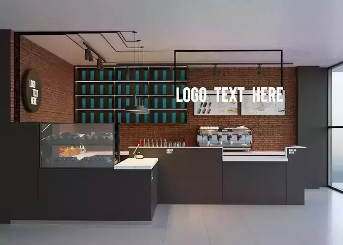 Coffee Shop 3D Model Interior Scene Low-poly 3D model 3D model