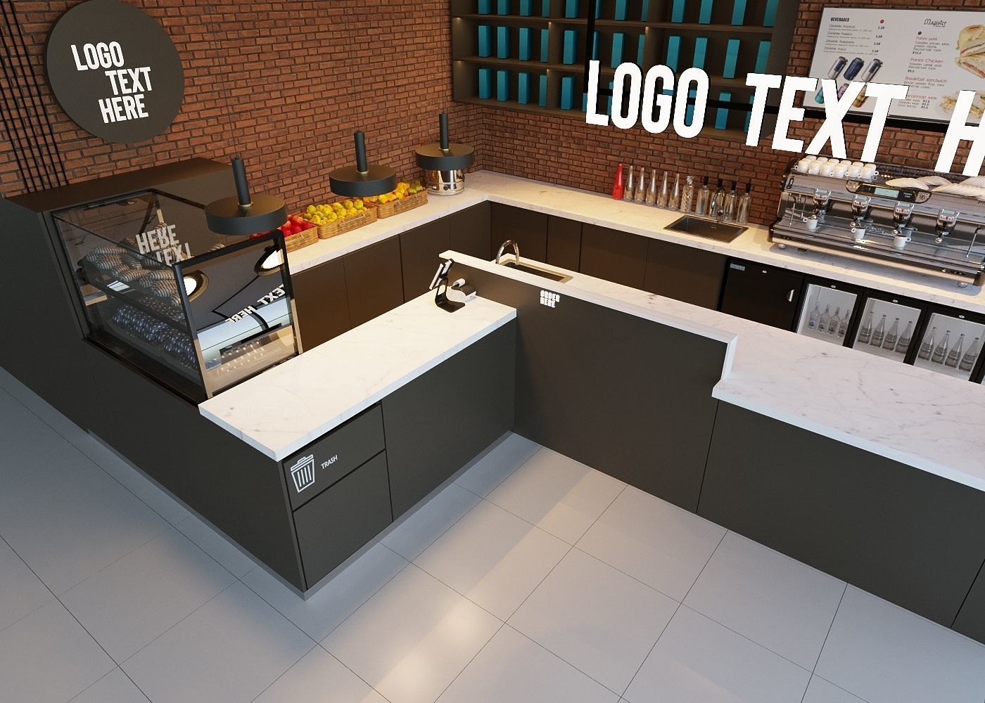 Coffee Shop 3D Model Interior Scene Low-poly 3D model 3D model_3