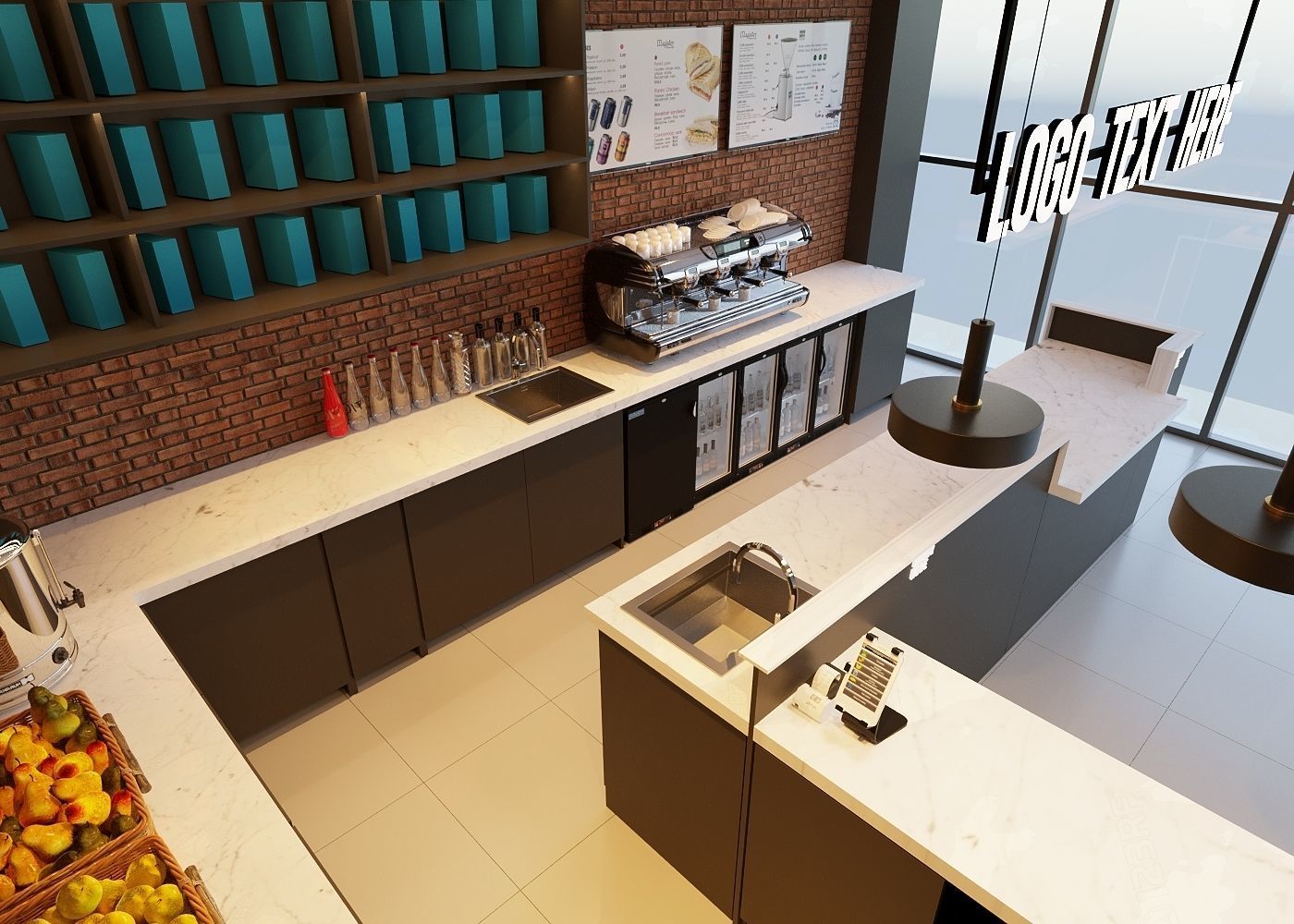 Coffee Shop 3D Model Interior Scene Low-poly 3D model 3D model_5