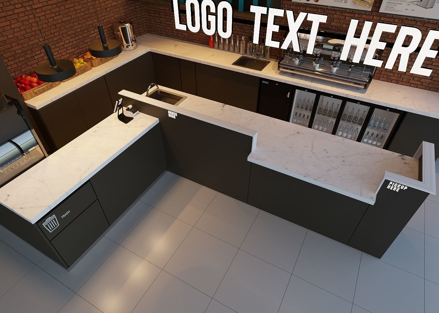 Coffee Shop 3D Model Interior Scene Low-poly 3D model 3D model_8