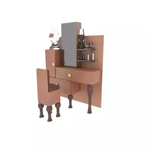 dressing table with chair and perfume glasses 
