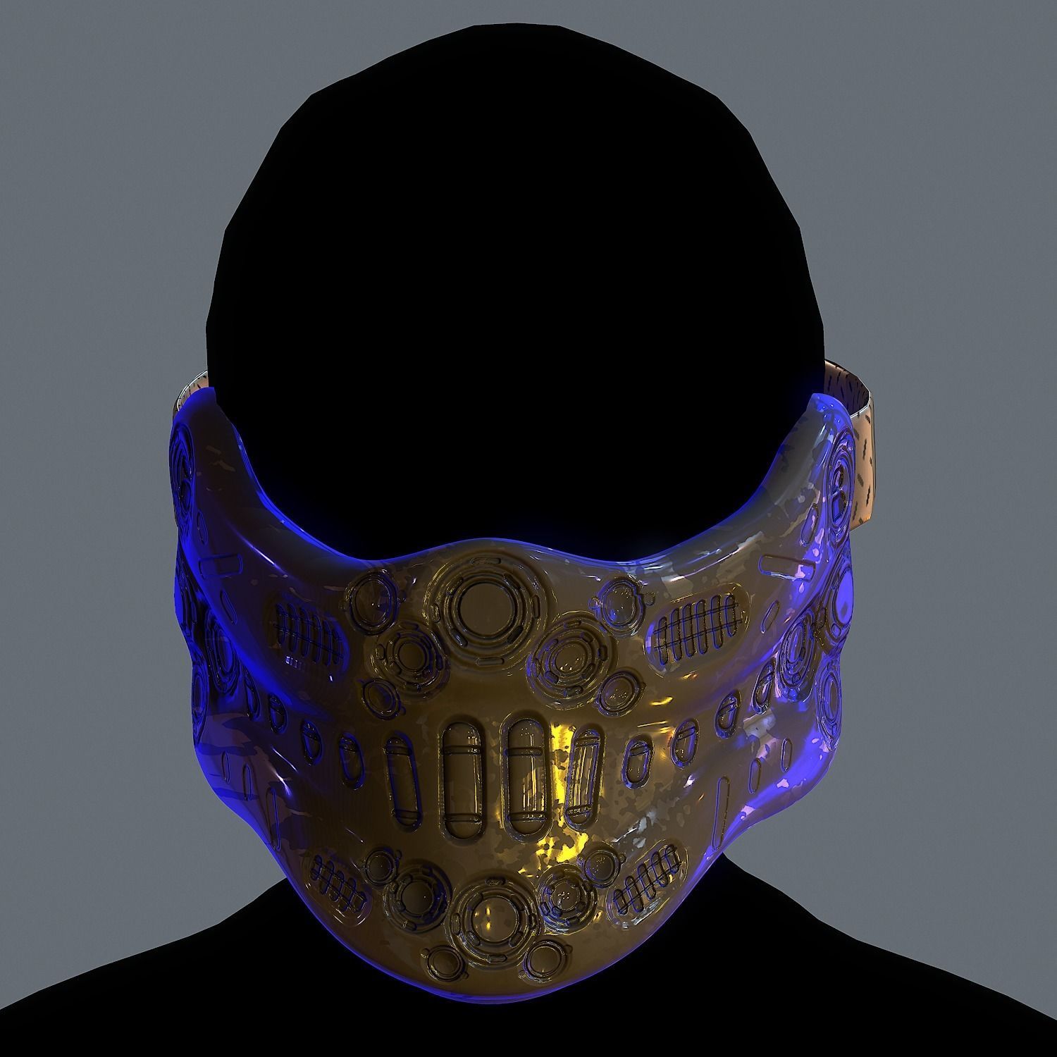 Gas mask helmet scifi Low-poly character art game Low-poly 3D model_1