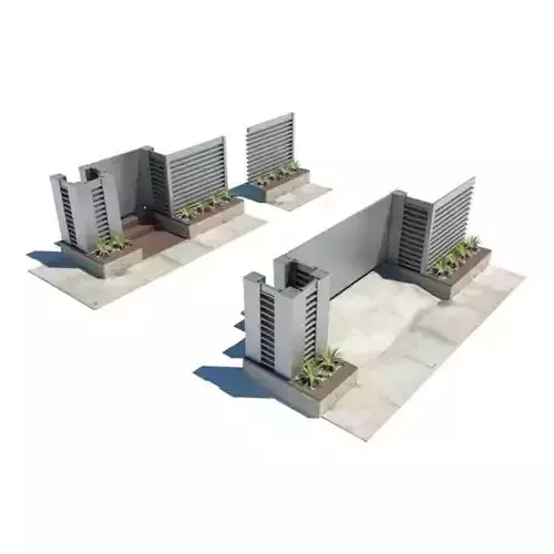 Grey Fence 3D model