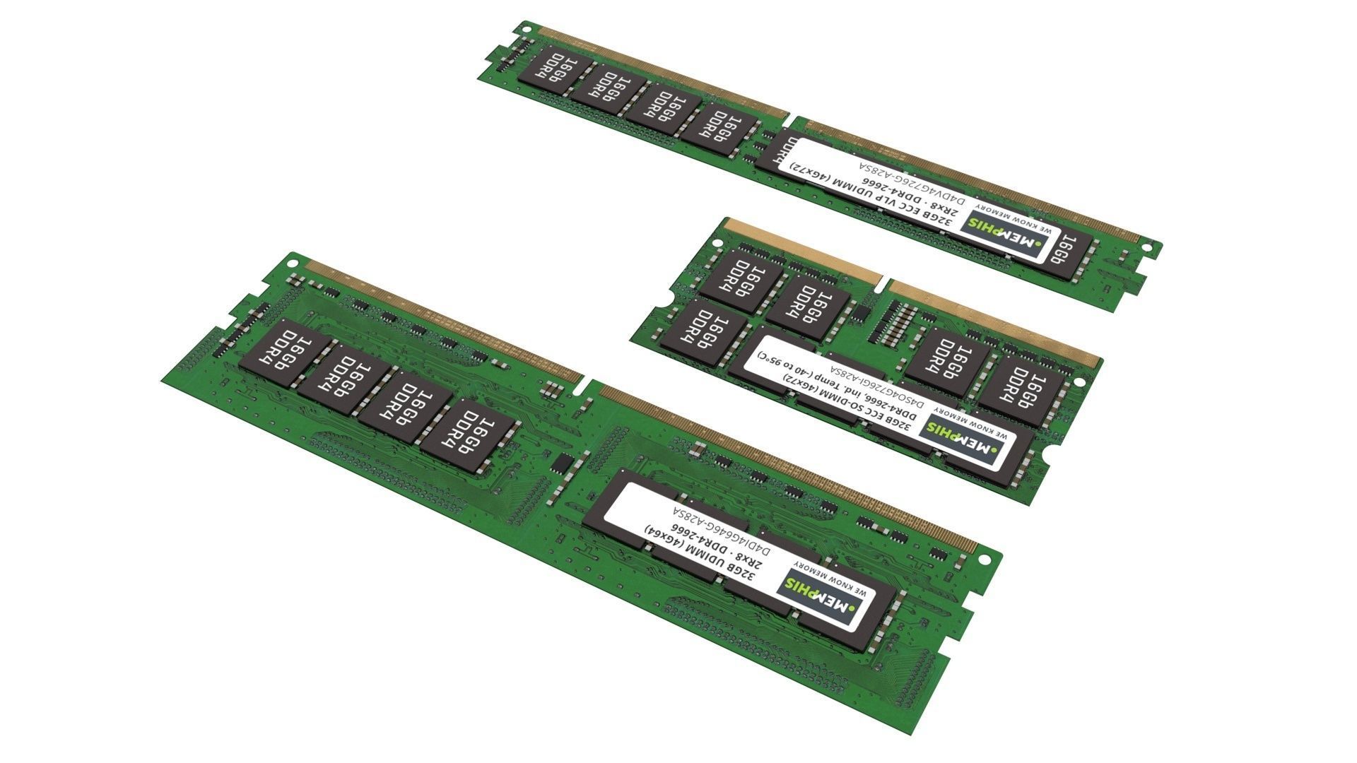 3 Piece of Memory Modules Set 3D model_7