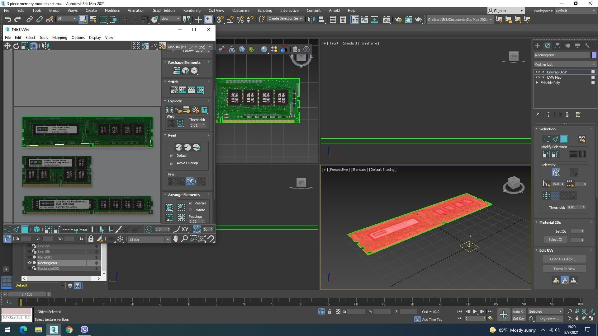 3 Piece of Memory Modules Set 3D model_32