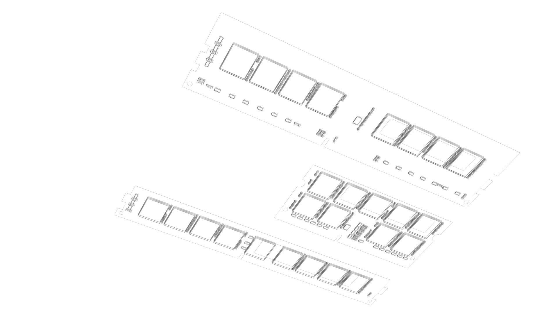 3 Piece of Memory Modules Set 3D model_25