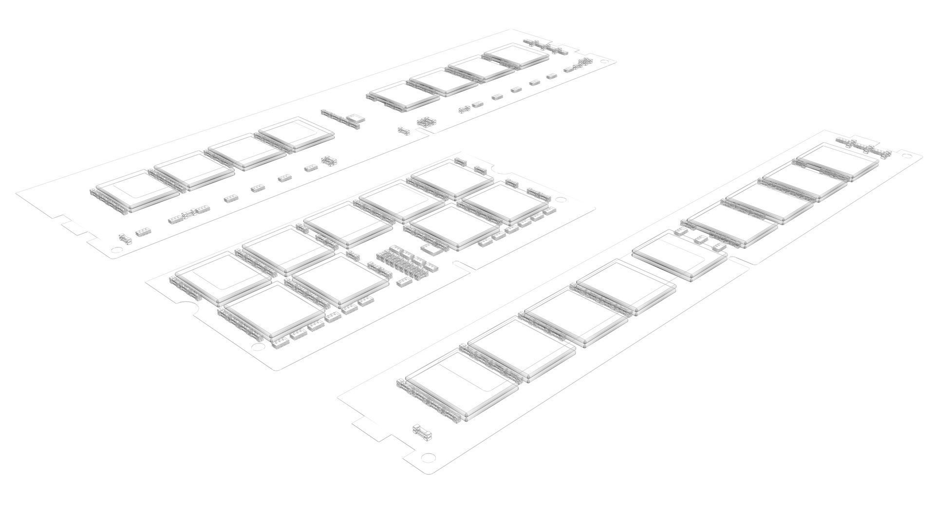 3 Piece of Memory Modules Set 3D model_19