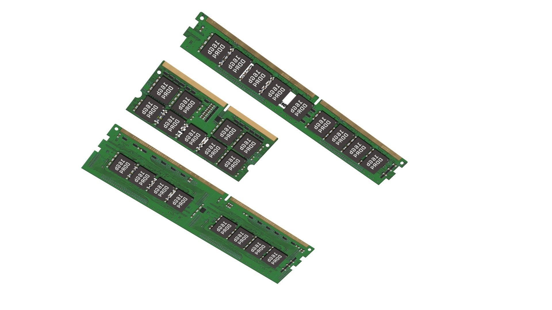 3 Piece of Memory Modules Set 3D model_9