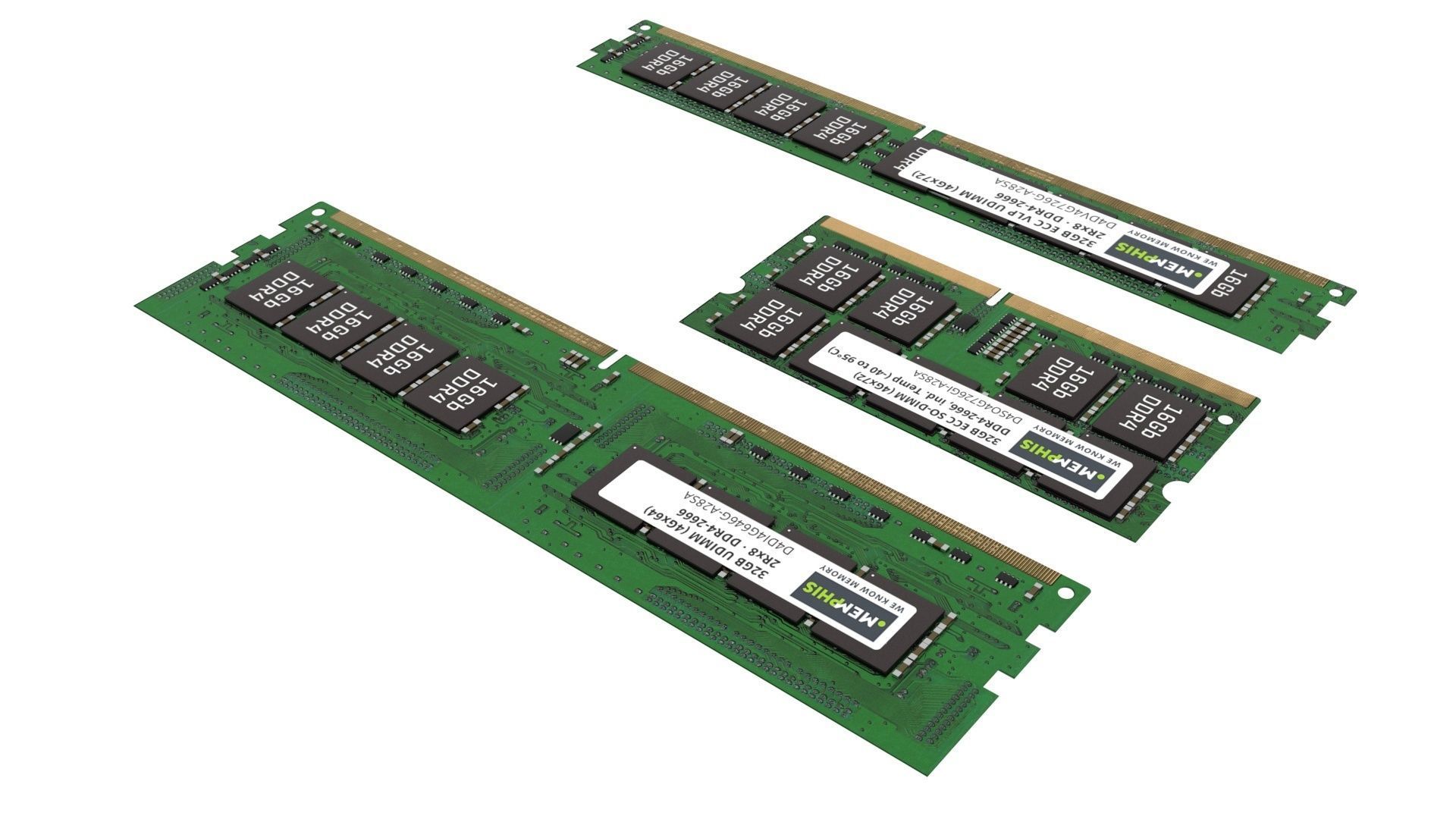 3 Piece of Memory Modules Set 3D model_3