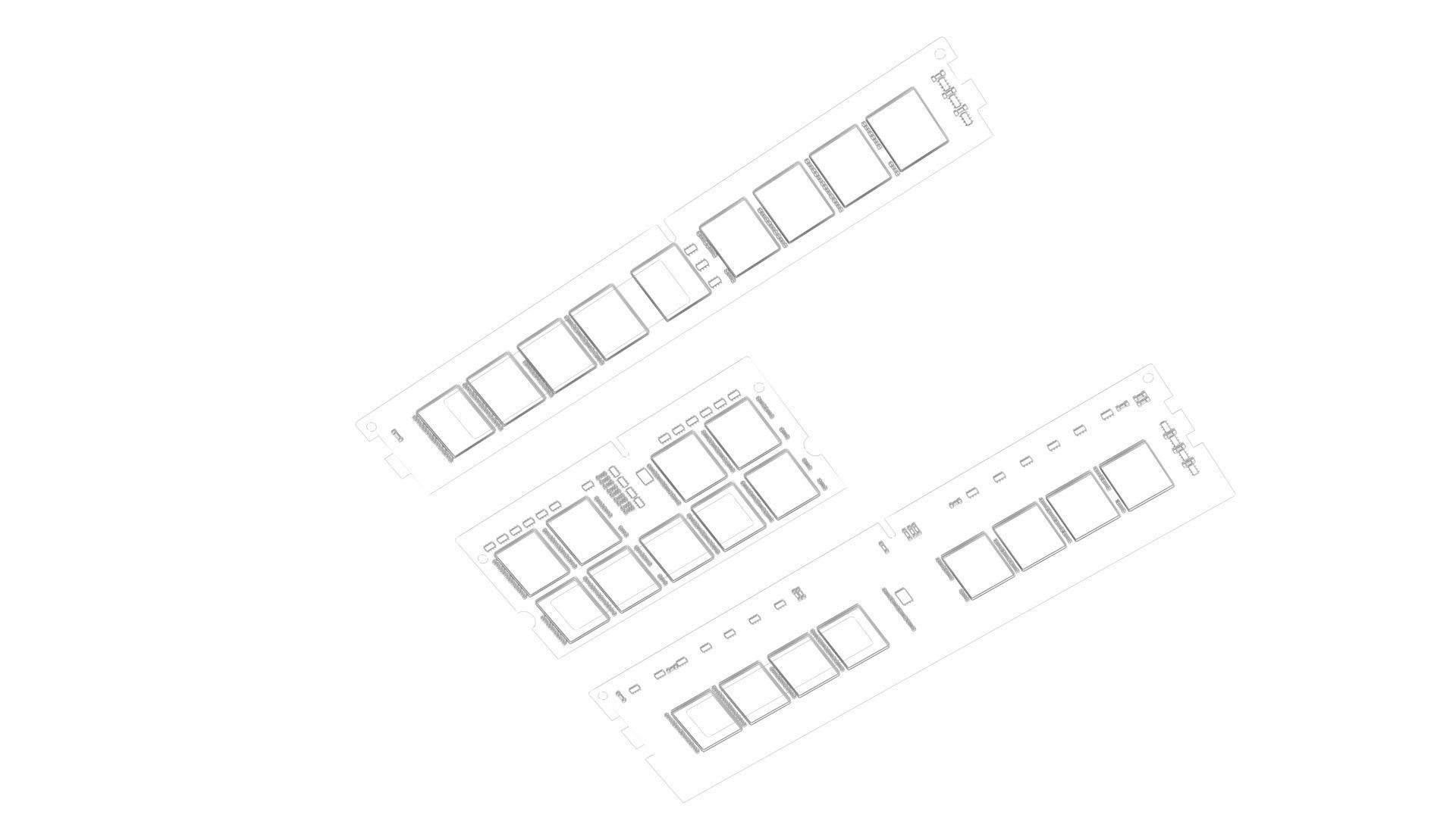 3 Piece of Memory Modules Set 3D model_24
