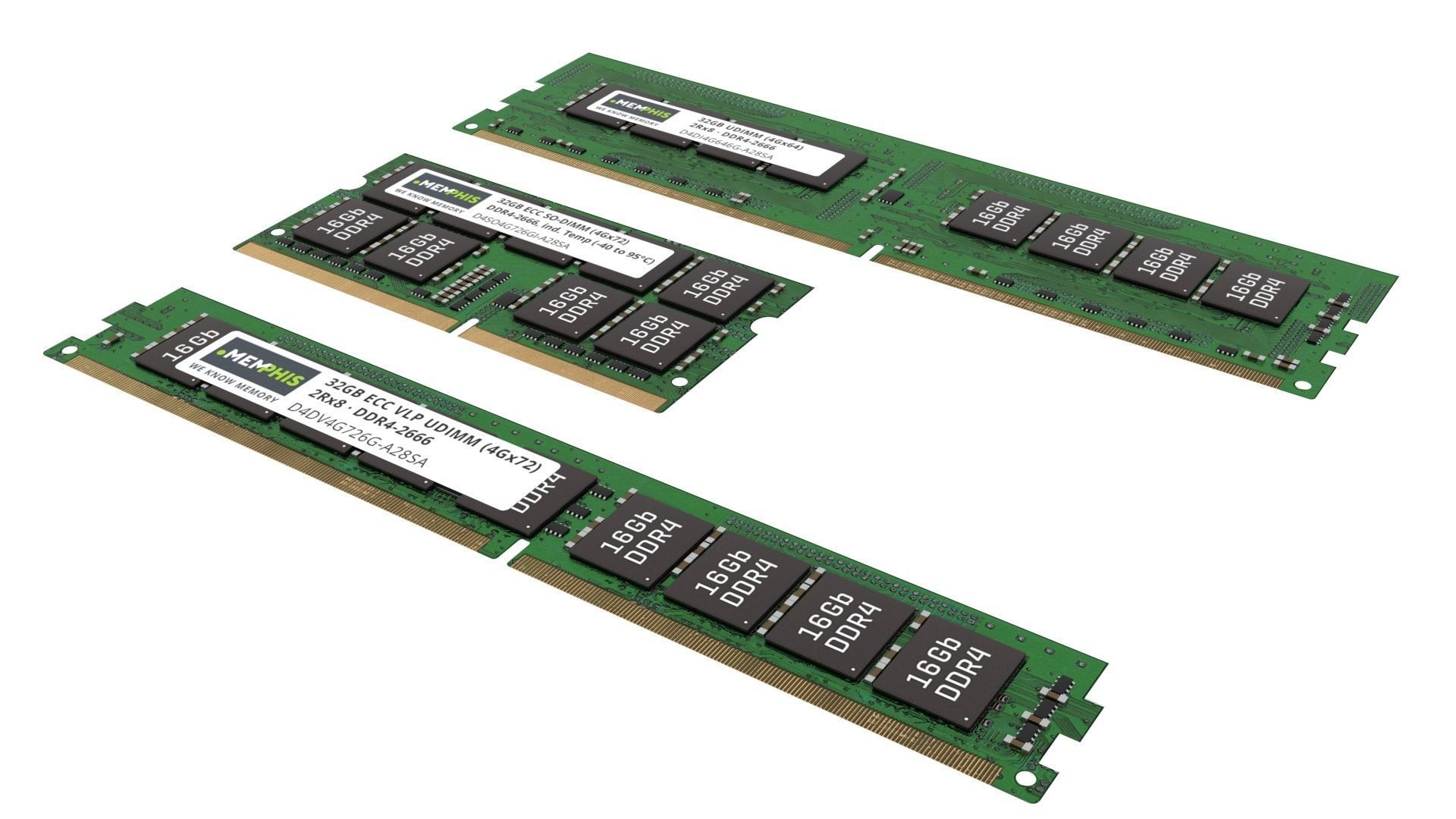 3 Piece of Memory Modules Set 3D model_1
