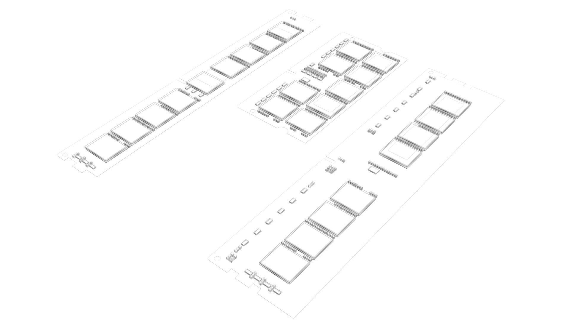 3 Piece of Memory Modules Set 3D model_21