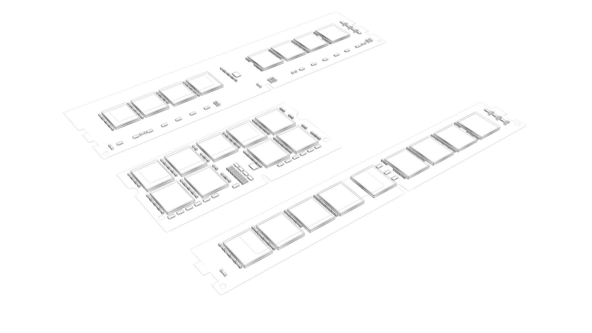 3 Piece of Memory Modules Set 3D model_22