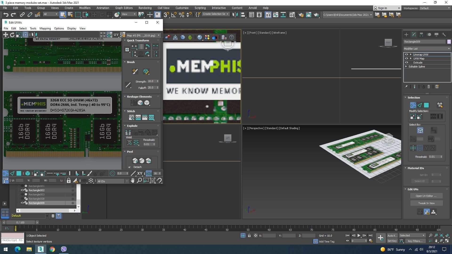 3 Piece of Memory Modules Set 3D model_35