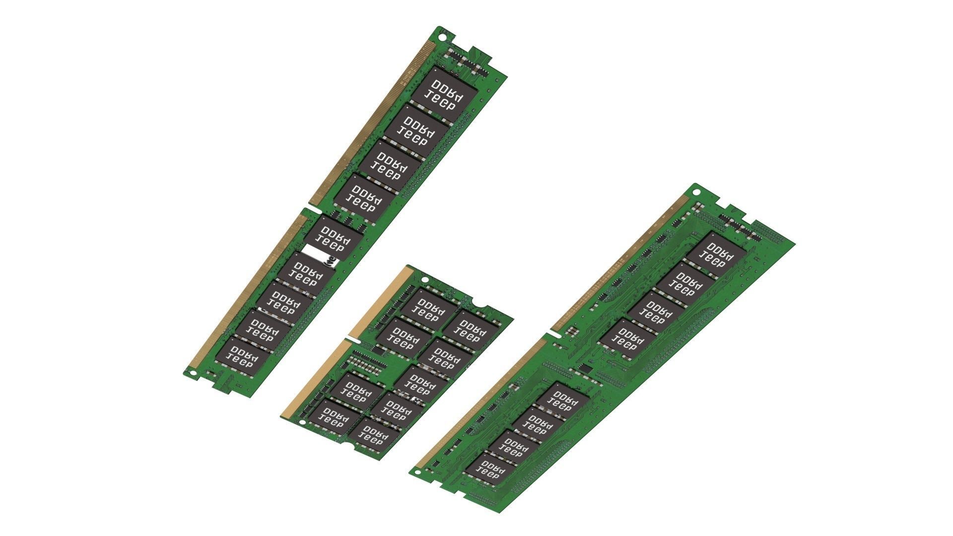 3 Piece of Memory Modules Set 3D model_14