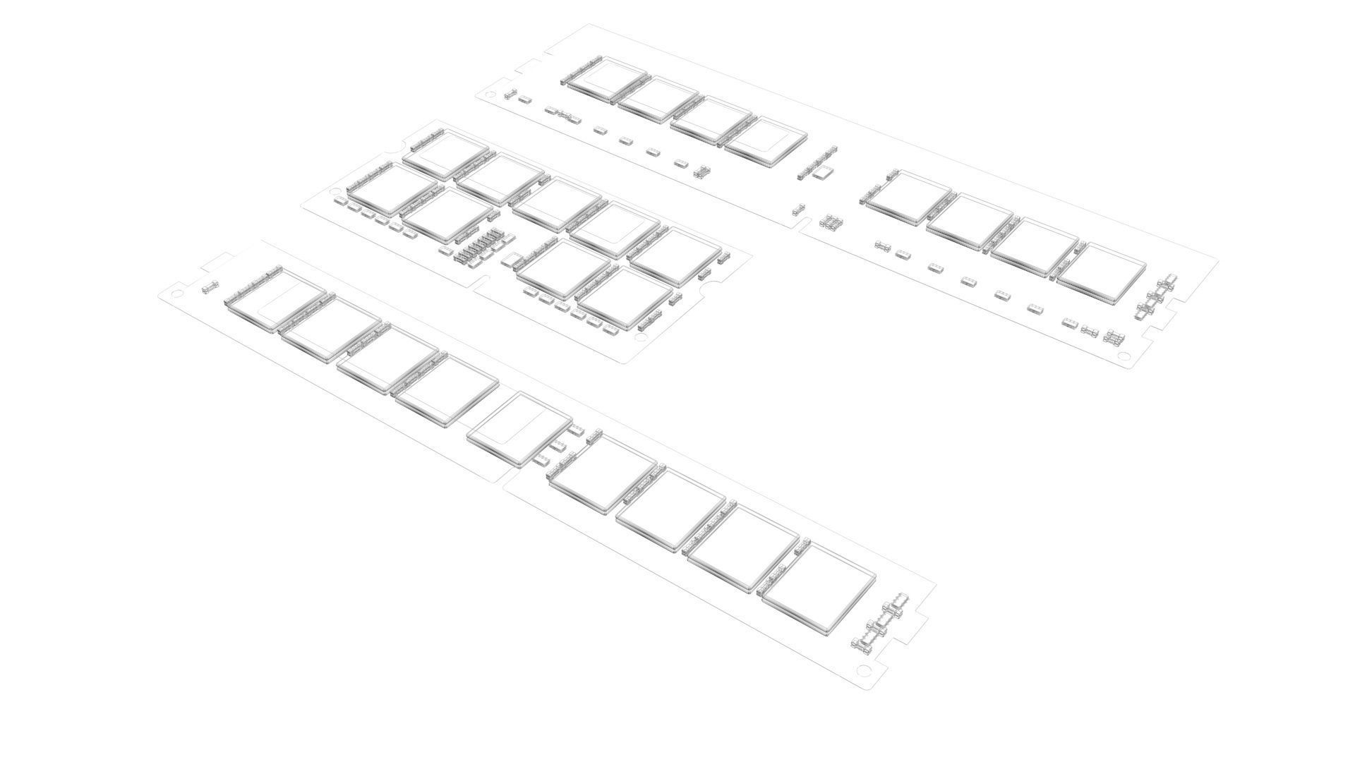 3 Piece of Memory Modules Set 3D model_20