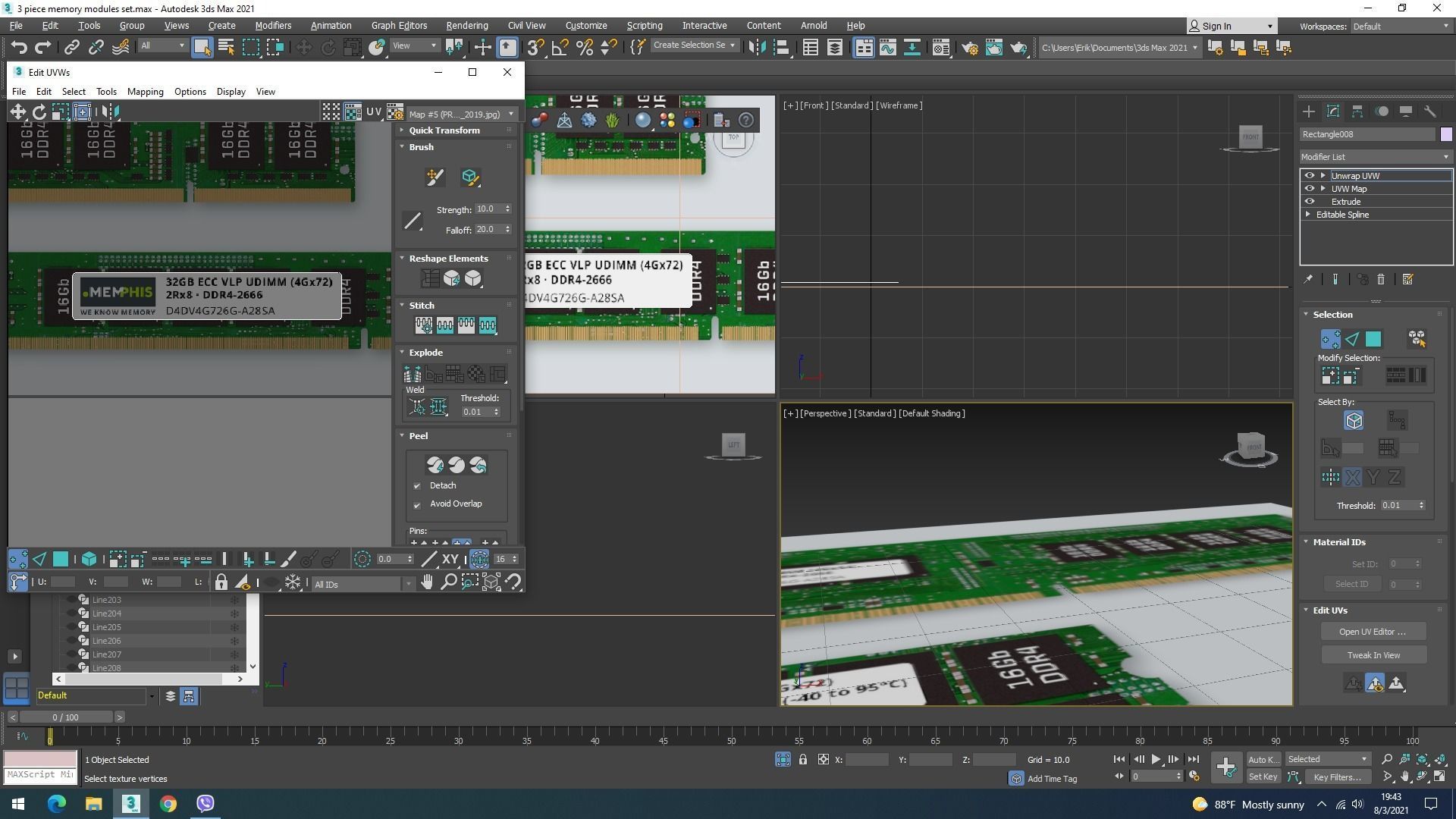 3 Piece of Memory Modules Set 3D model_33
