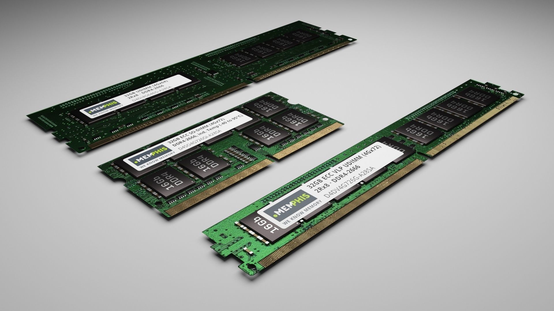 3 Piece of Memory Modules Set 3D model_29