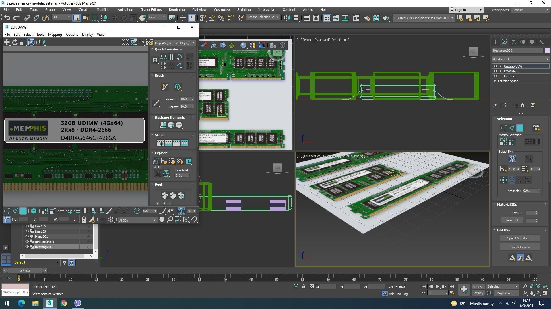 3 Piece of Memory Modules Set 3D model_34