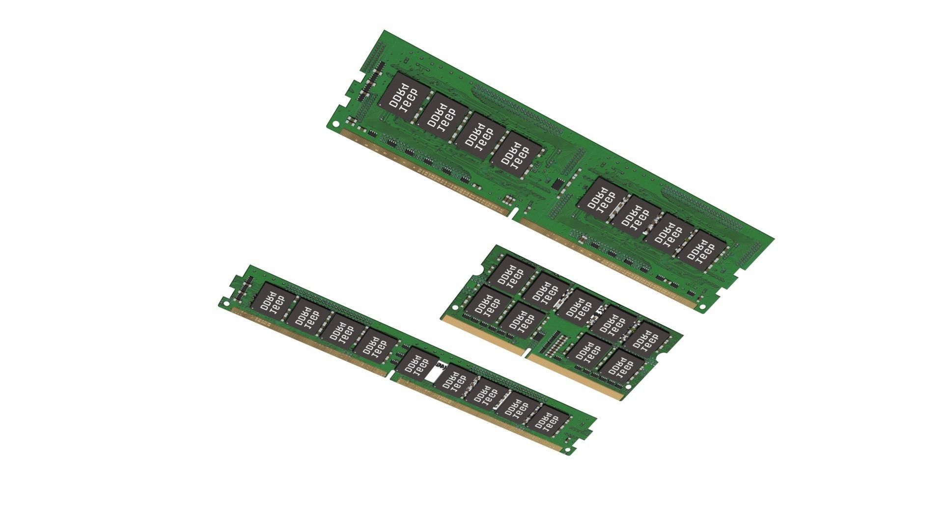 3 Piece of Memory Modules Set 3D model_11