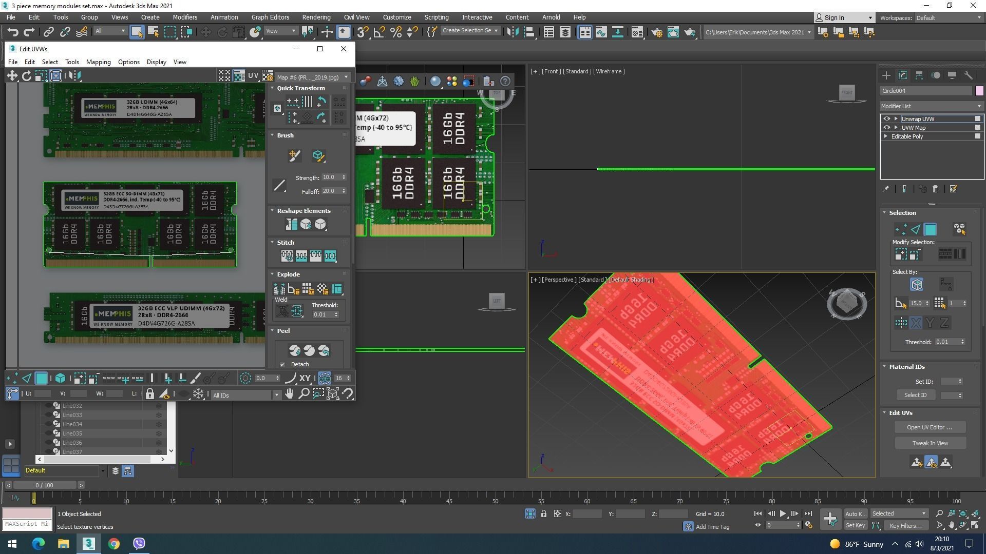 3 Piece of Memory Modules Set 3D model_36