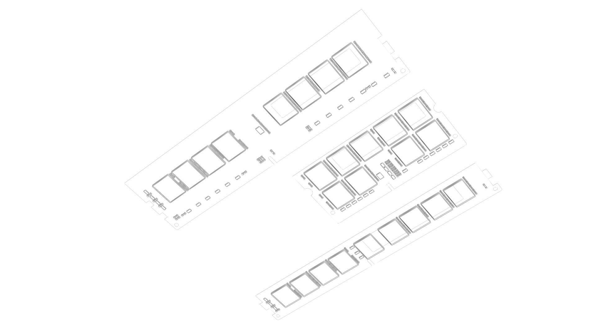 3 Piece of Memory Modules Set 3D model_26