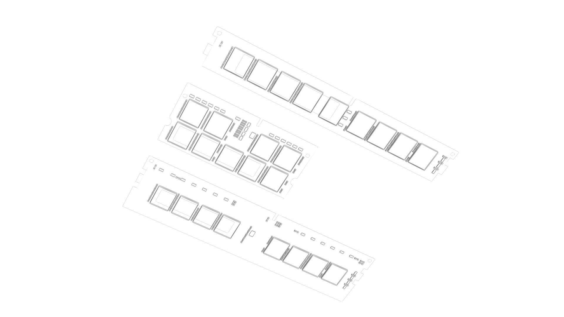 3 Piece of Memory Modules Set 3D model_23