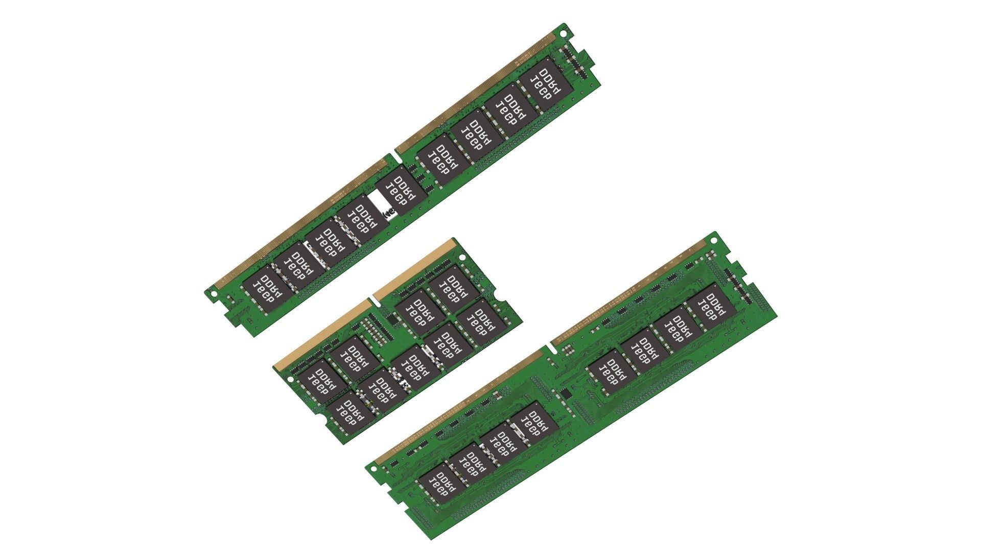 3 Piece of Memory Modules Set 3D model_10