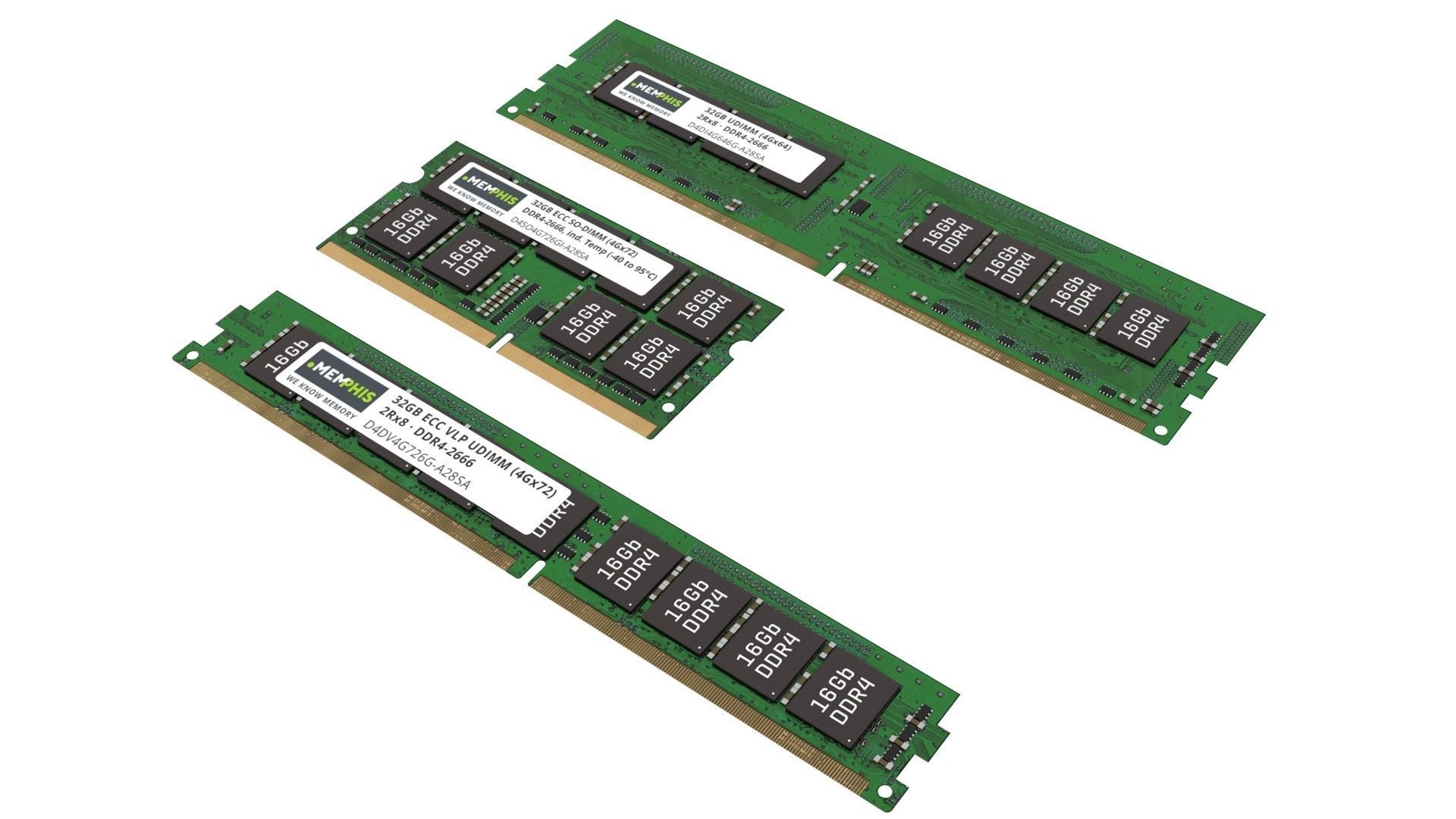 3 Piece of Memory Modules Set 3D model_6