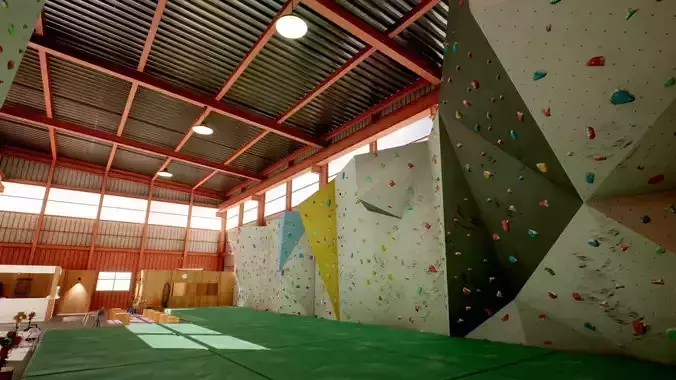 Bouldering Gym - Environment and Props Low-poly 3D model