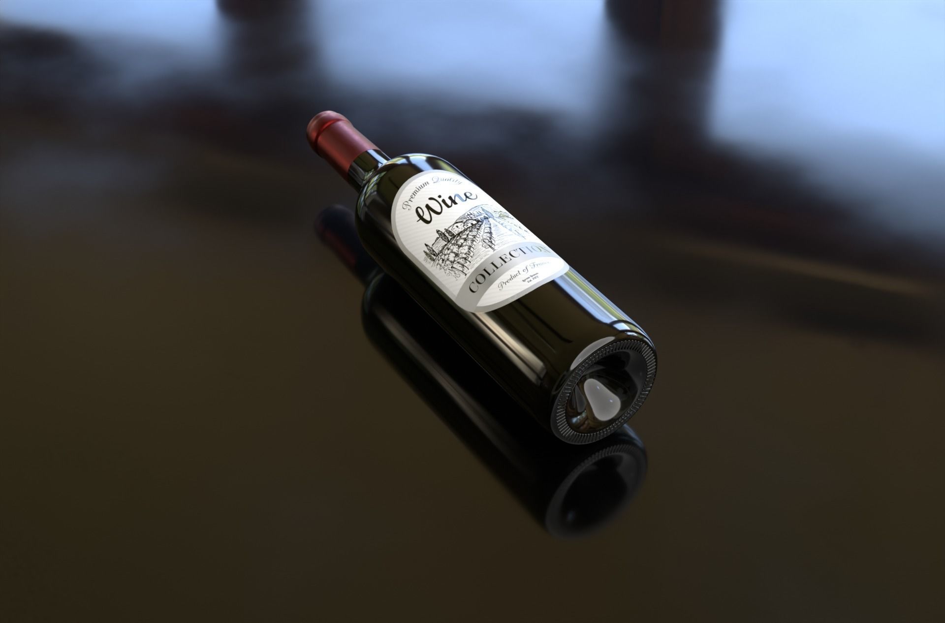 Bottle of wine Premium Quality 3D model_1