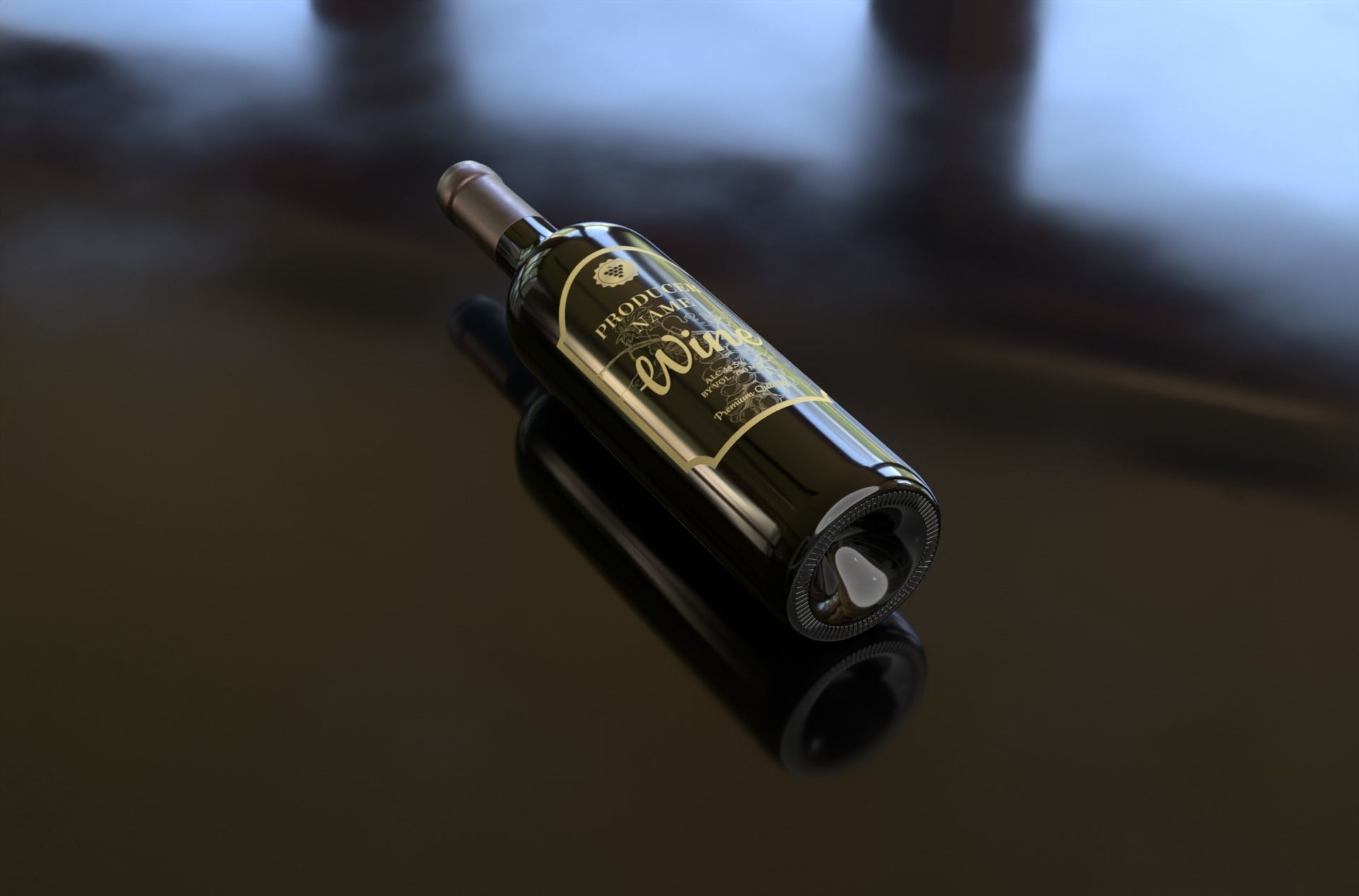 Collection of wine 3D model_4