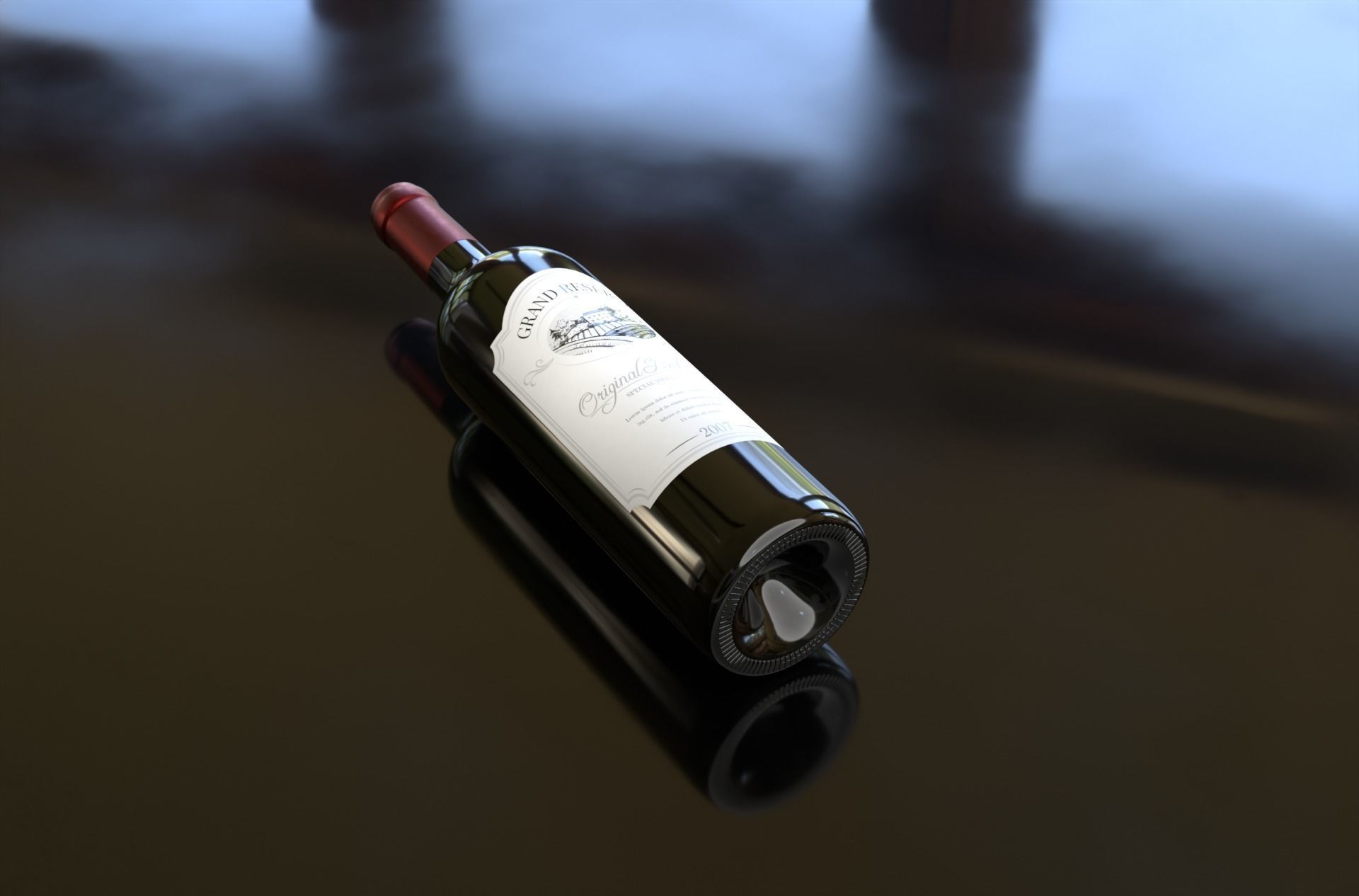 Collection of wine 3D model_2