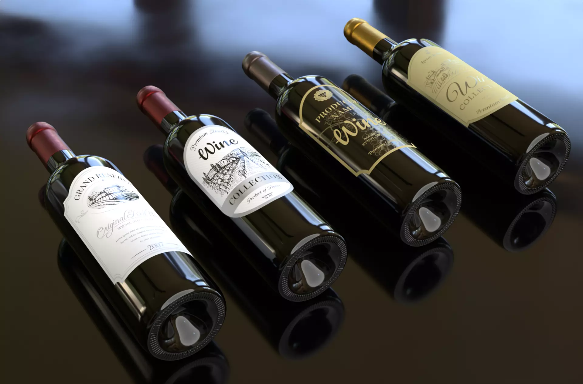 Collection of wine 3D model_0